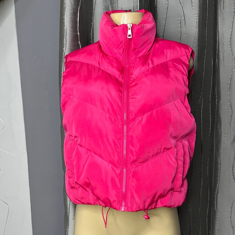 Orange Kiss Essentials Women’s Sz S Vibrant Pink Puffer Vest